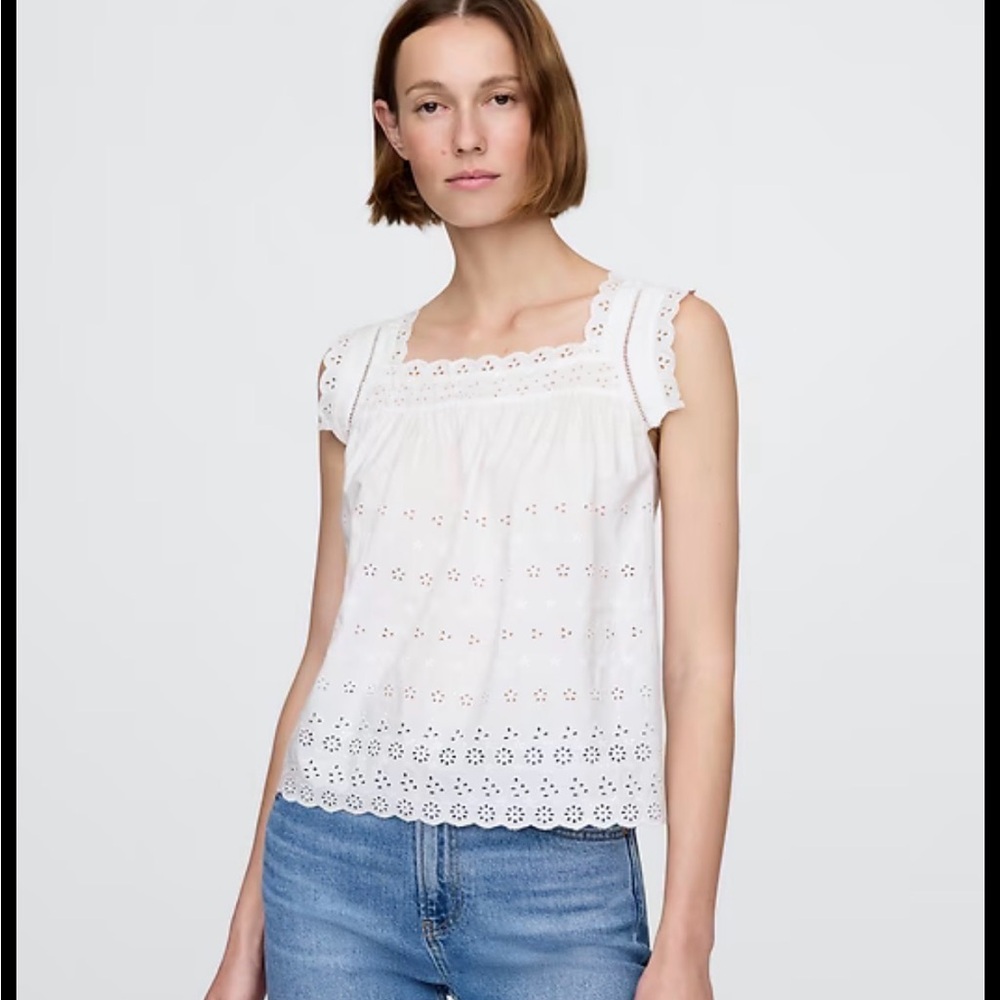 Gap × DÔEN Eyelet Top XXS Color New off white NWT